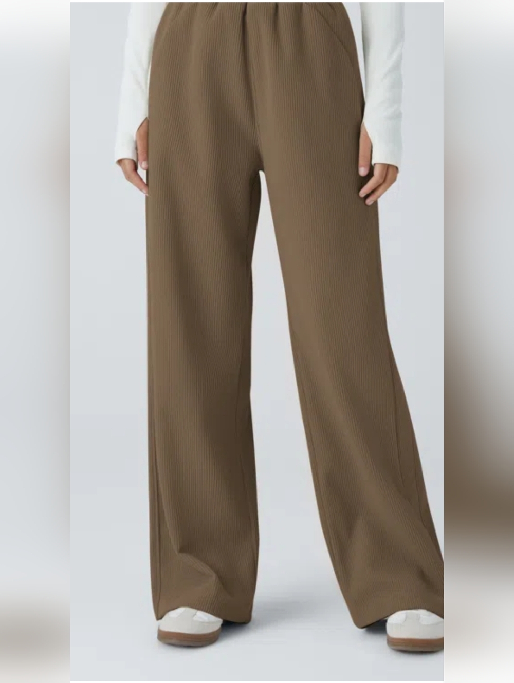 High Waisted Pocket Straight Leg Mop Corduroy Casual Pants Medium Regular Nwt - Picture 5 of 11